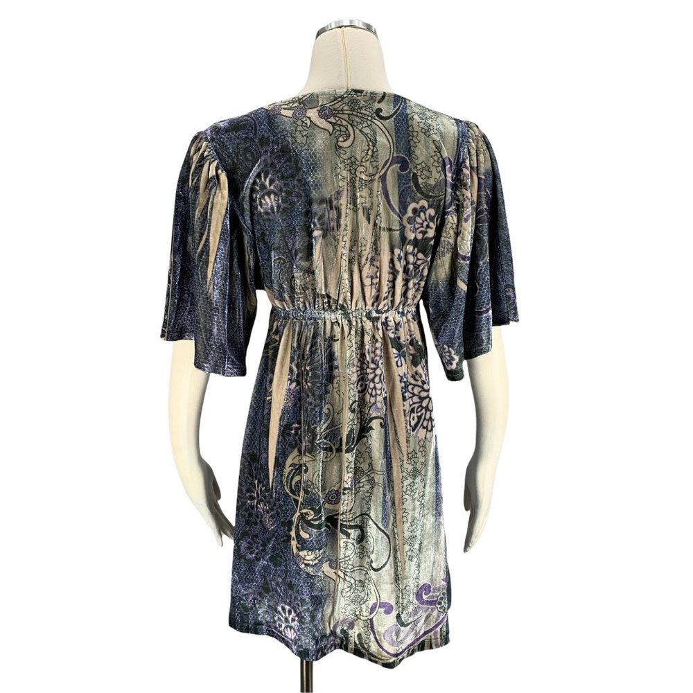 Volume One Large Dress NWT Velvet Gray Knee V Neck - Picture 3 of 6